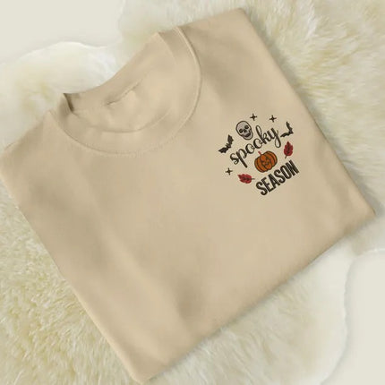 Spooky Season Pumpkin Sweater, Embroidered Halloween Sweatshirt, Spooky Season Halloween Monogrammed Jumper, Autumn Fall Top, Halloween Gift