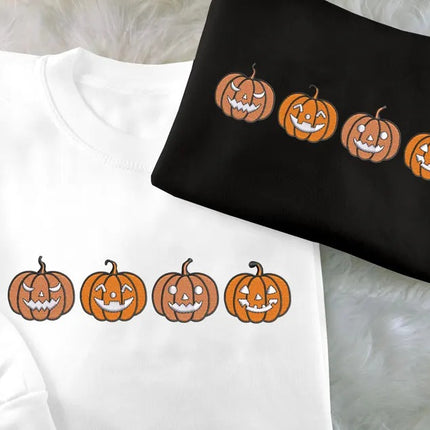 Halloween Pumpkins Jumper, Embroidered Winking Pumpkins Sweatshirts, Scary Halloween Pumpkin Crewneck Sweaters, Spooky Season Fall Outfit