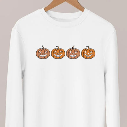 Halloween Pumpkins Jumper, Embroidered Winking Pumpkins Sweatshirts, Scary Halloween Pumpkin Crewneck Sweaters, Spooky Season Fall Outfit
