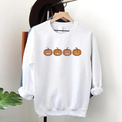 Halloween Pumpkins Jumper, Embroidered Winking Pumpkins Sweatshirts, Scary Halloween Pumpkin Crewneck Sweaters, Spooky Season Fall Outfit