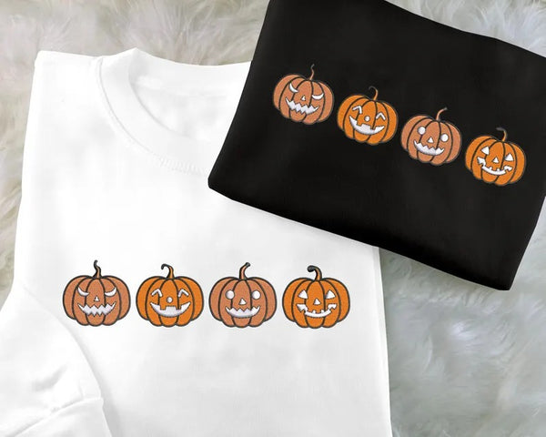 Halloween Pumpkins Jumper, Embroidered Winking Pumpkins Sweatshirts, Scary Halloween Pumpkin Crewneck Sweaters, Spooky Season Fall Outfit