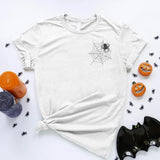 Tarantula Spider Halloween T Shirt, Embroidered Spider's Web Monogram Crewneck Shirt, Fall Unisex Adult Tees, Family Matching Halloween Tops