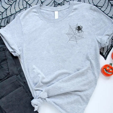 Tarantula Spider Halloween T Shirt, Embroidered Spider's Web Monogram Crewneck Shirt, Fall Unisex Adult Tees, Family Matching Halloween Tops