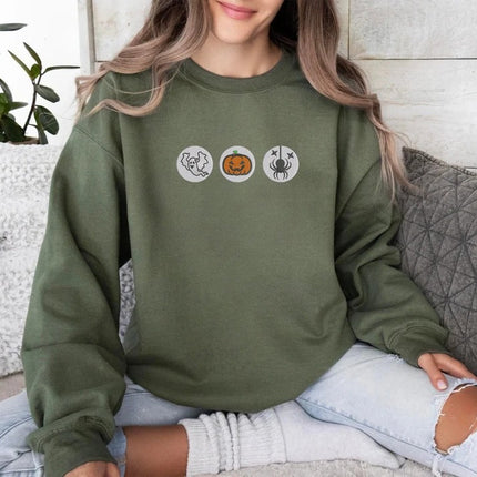 Vintage Halloween Cookies Sweater, Funny Fall Embroidered Sweatshirt