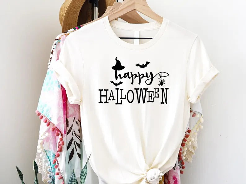 Happy Halloween T Shirt, Halloween Family Matching Printed Shirts, Vintage Halloween Comfy Adults Tee, Spooky Season Tee Top, Halloween Gift