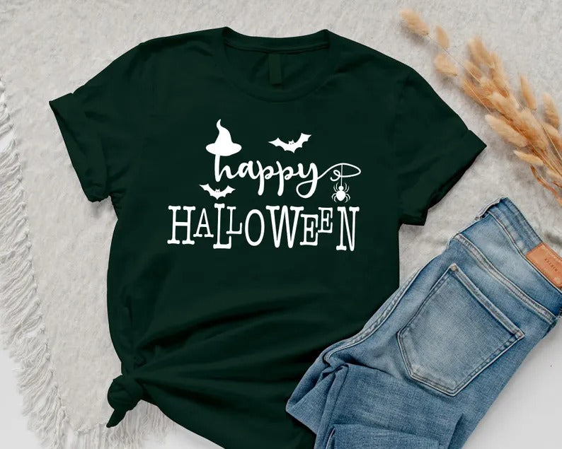 Happy Halloween T Shirt, Halloween Family Matching Printed Shirts, Vintage Halloween Comfy Adults Tee, Spooky Season Tee Top, Halloween Gift