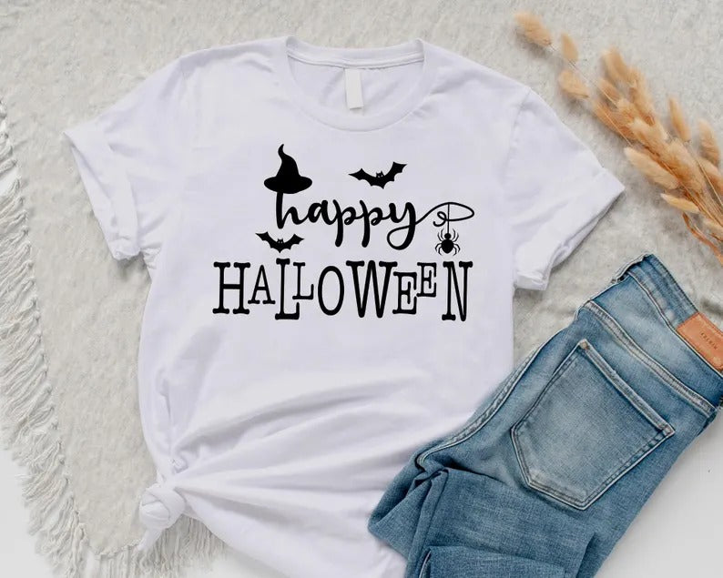 Happy Halloween T Shirt, Halloween Family Matching Printed Shirts, Vintage Halloween Comfy Adults Tee, Spooky Season Tee Top, Halloween Gift