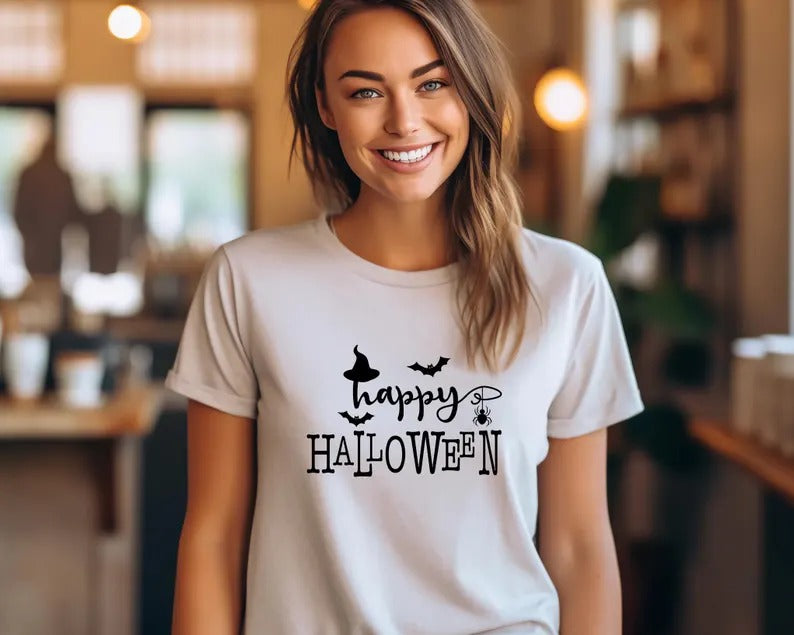 Happy Halloween T Shirt, Halloween Family Matching Printed Shirts, Vintage Halloween Comfy Adults Tee, Spooky Season Tee Top, Halloween Gift