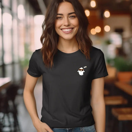 Halloween Cute Ghost Tee Shirt, Funny Fall Boo Pocket Print T-Shirt, Vintage Halloween Comfy Adults Tees, Spooky Season Tee, Halloween Gifts