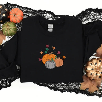 Halloween Pumpkin Sweatshirt, Autumn Fall Leaves Sweatshirt, Gifts for Him