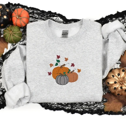 Halloween Pumpkin Sweatshirt, Autumn Fall Leaves Sweatshirt, Gifts for Him