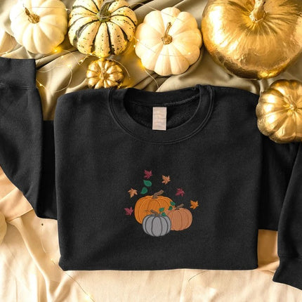 Halloween Pumpkin Sweatshirt, Autumn Fall Leaves Sweatshirt, Gifts for Him