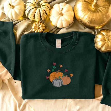 Halloween Pumpkin Sweatshirt, Autumn Fall Leaves Sweatshirt, Gifts for Him