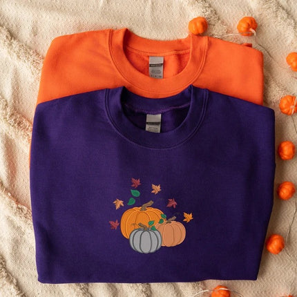 Halloween Pumpkin Sweatshirt, Autumn Fall Leaves Sweatshirt, Gifts for Him