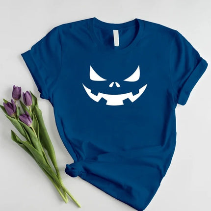 Halloween Pumpkin Face Shirt, Halloween Winking Pumpkin T-Shirt, Cute Halloween Party Printed Tee Tops, Comfy Family Matching Fall Outfits