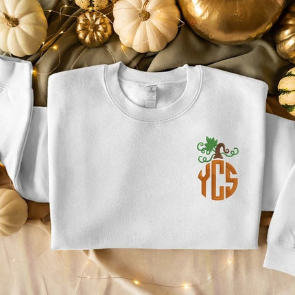 Custom Fall Pumpkin Monogram Sweater, Custom Name Initials Halloween Sweatshirt