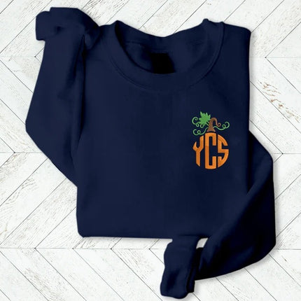 Custom Fall Pumpkin Monogram Sweater, Custom Name Initials Halloween Sweatshirt