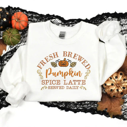 Pumpkin Spiced Latte Fall Sweatshirt, Vintage Halloween Pumpkin Sweatshirt