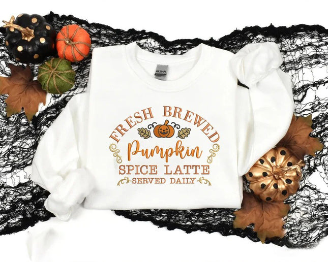 Pumpkin Spiced Latte Fall Sweatshirt, Vintage Halloween Pumpkin Sweatshirt