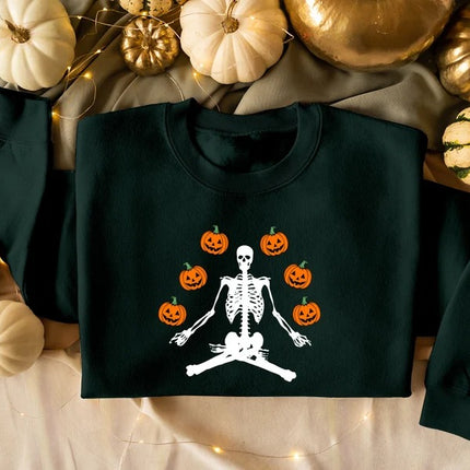Halloween Skeleton Pumpkins Sweatshirt, Vintage Halloween Crewneck Sweater, Unisex Family Matching Jumper, Fall Clothing, Gift for Husband