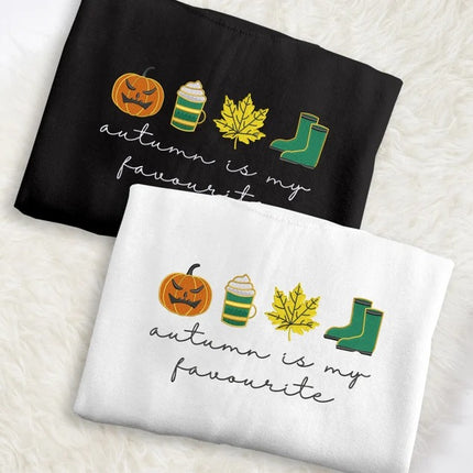Autumn is My Favourite Sweatshirt, Embroidered Halloween Pumpkin Sweater, Vintage Autumn Leaves Jumper, Cute Halloween Clothing for Adults