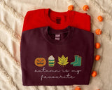 Autumn is My Favourite Sweatshirt, Embroidered Halloween Pumpkin Sweater, Vintage Autumn Leaves Jumper, Cute Halloween Clothing for Adults