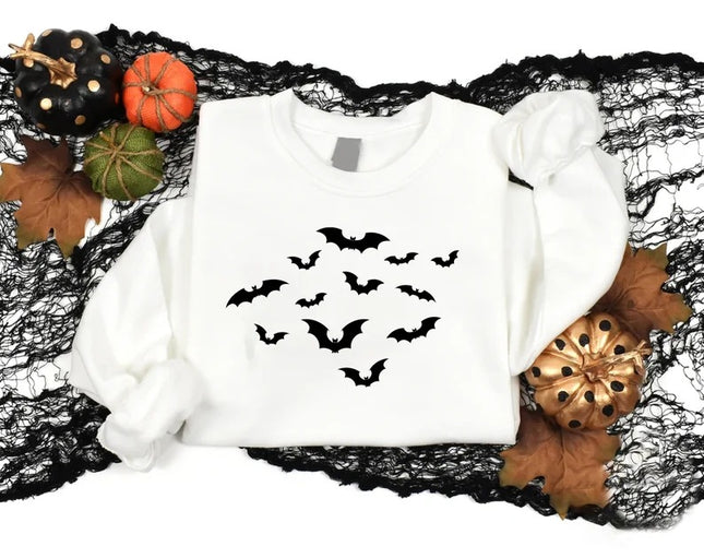 Vintage Bats Sweatshirt, Halloween Bats Printed Sweatshirt, Fall Sweatshirt