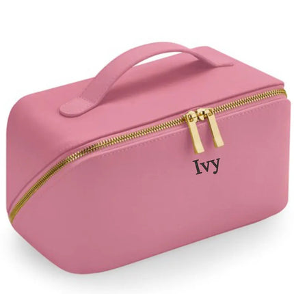 Personalised Leather Jewellery Box, Custom Engraved Travel Jewelry Box for Womens, Bridesmaid Cosmetic Carry Travel Bag, Bridal Party Gifts