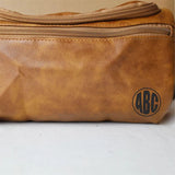 Mens Leather Engraved Toiletry Bag, Personalised Monogram Groomsman Dopp Kit, Wedding Gift for Him, Accessory Leather Bag, Best Man Gifts