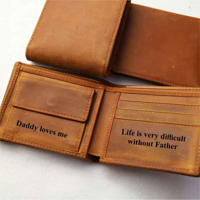 Custom Mens Leather Engraved Wallet, Personalised Name & Text Handwriting Wallet, Bifold Wallet for Groomsman, Wedding Gifts for Best Man