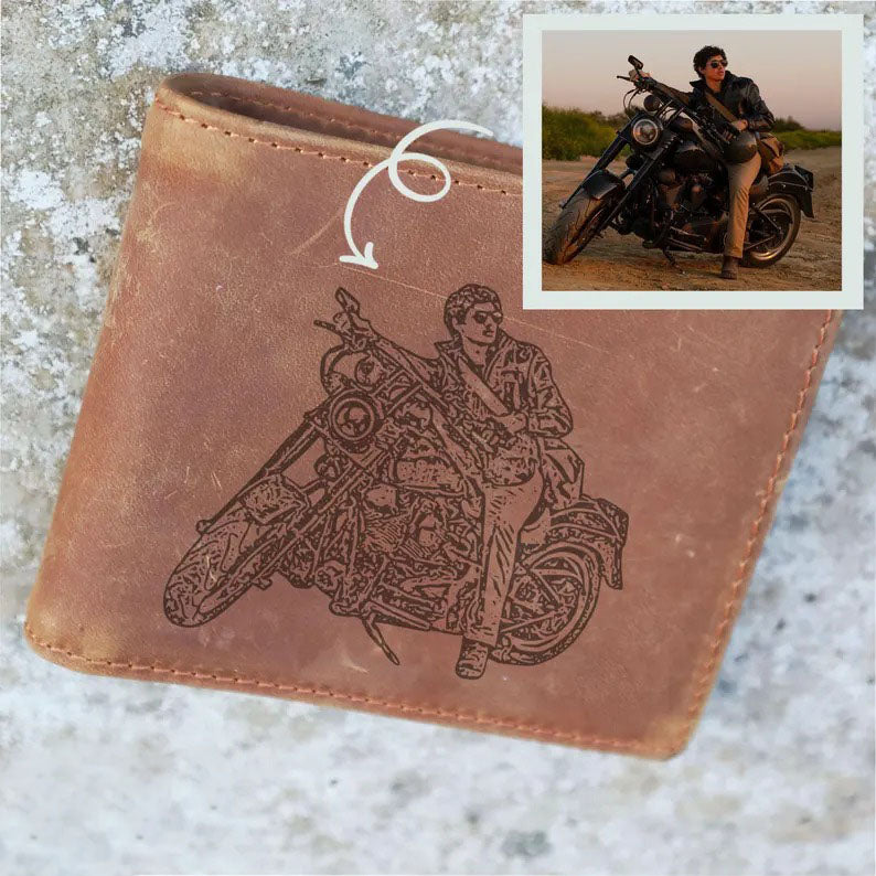 Custom Photo Leather Wallet for Mens, Personalised Photo Engraving Leather Wallet, Groomsman Wallet, Birthday Gift for Him, Anniversary Gift