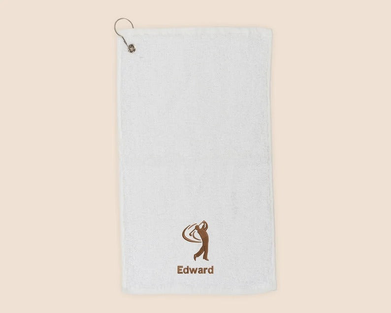 Personalised Embroidered Golf Towels, Custom Golf Monogram Sports Towel, Minimalist Towels Gift for Golf Lover, Birthday Golf Gifts for Dad