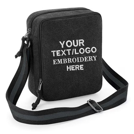 Custom Mini Reporter Bag, Personalised Text/Logo Embroidered Shoulder Bag, Mini Office Carry Bags, Comfy Small Crossbody Bags, Gifts for Him