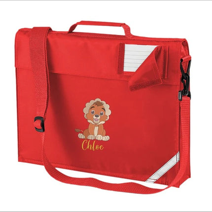 Personalised Book Bags, Embroidered Safari Animals Bags, School Bags for Boys and Girls, Custom Text School Shoulder Bags, Children's Gifts