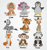 Personalised Book Bags, Embroidered Safari Animals Bags, School Bags for Boys and Girls, Custom Text School Shoulder Bags, Children's Gifts