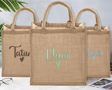 Personalised Bridesmaid Tote Bags, Custom Embroidered Name Totes, Minimalist Canvas Cotton Bags, Gifts for Bride, Hen Party Matching Boxes