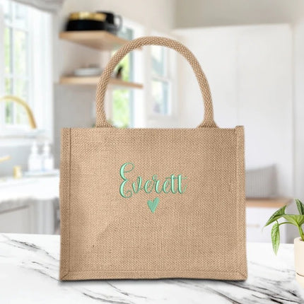 Personalised Bridesmaid Tote Bags, Custom Embroidered Name Totes, Minimalist Canvas Cotton Bags, Gifts for Bride, Hen Party Matching Boxes