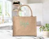 Personalised Bridesmaid Tote Bags, Custom Embroidered Name Totes, Minimalist Canvas Cotton Bags, Gifts for Bride, Hen Party Matching Boxes