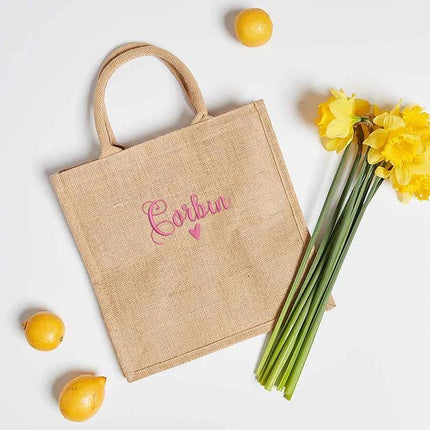 Personalised Bridesmaid Tote Bags, Custom Embroidered Name Totes, Minimalist Canvas Cotton Bags, Gifts for Bride, Hen Party Matching Boxes
