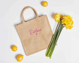 Personalised Bridesmaid Tote Bags, Custom Embroidered Name Totes, Minimalist Canvas Cotton Bags, Gifts for Bride, Hen Party Matching Boxes