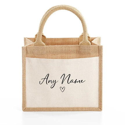 Personalized Jute Tote Bags, Custom Name Printed Lunch Bags, Special Gifts for her