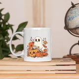 Cute Ghost Halloween Mug, Spooky Fall Pumpkin Coffee Mug, Vintage Boo Ghost Ceramic Printed Mug, Fall Autumn Cup, Funny Halloween Party Gift