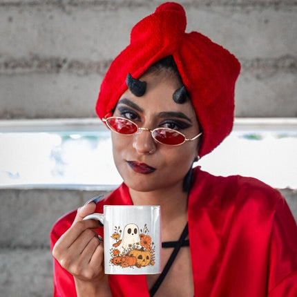 Cute Ghost Halloween Printed Mug, Spooky Fall Pumpkin Coffee Mug, Fall Autumn Cup