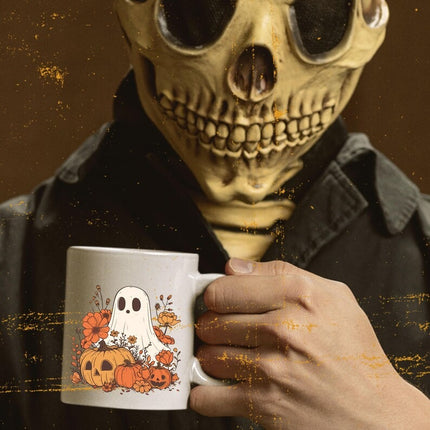Cute Ghost Halloween Printed Mug, Spooky Fall Pumpkin Coffee Mug, Fall Autumn Cup