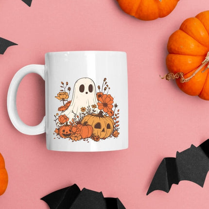 Cute Ghost Halloween Printed Mug, Spooky Fall Pumpkin Coffee Mug, Fall Autumn Cup
