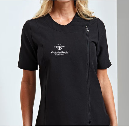 Personalized Beauty Tunics, Custom Text/Logo Printed Half-Sleeve Tunics for Barbers, Hairdressers and Artists, Great Gifts for Beauticians