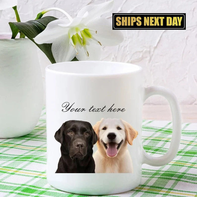 Custom Pet Portrait Photo Mug, Dog Photo and Name Printed Coffee Mug
