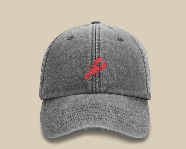 Embroidered Lobster Hat, Vintage Style Comfort Colors Lobster Sun Hat, Trucker Hat