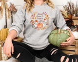 Autumn Leaves & Pumpkins Please Sweater, Aesthetic Fall Pumpkins Printed Sweatshirt, Autumn Thanksgiving Jumper, Best Fall Season Clothing