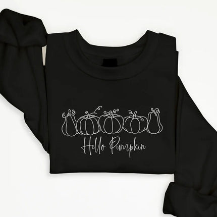 Hello Pumpkin Sweatshirt, Vintage Halloween Printed Sweater, Spooky Season Outfits